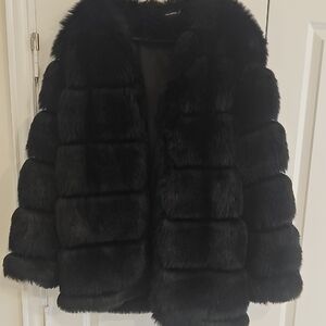 PrettyLittleThing Luxe Black Faux Fur Teddy Jacket
